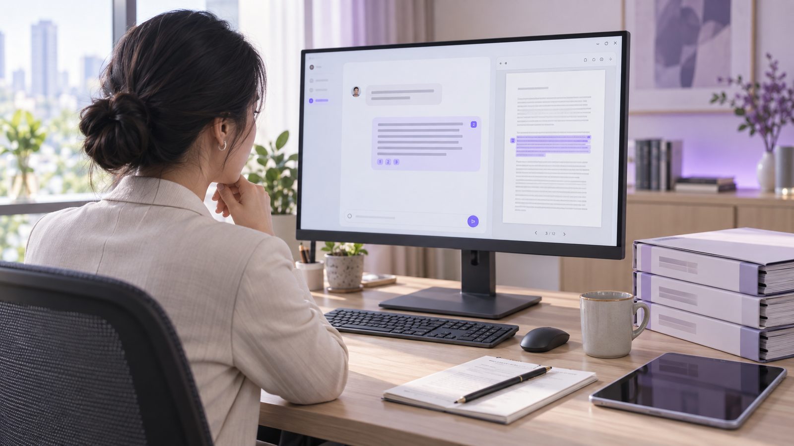 Company documents being searched on a private AI server, with the answer showing the source page it came from